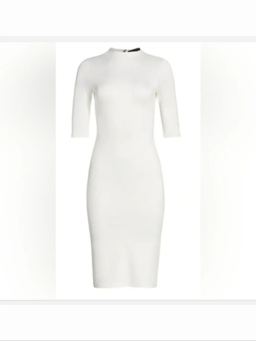 Alice + Olivia Delora Fitted Mock Neck Dress in Off White Size 8 - Picture 8 of 13